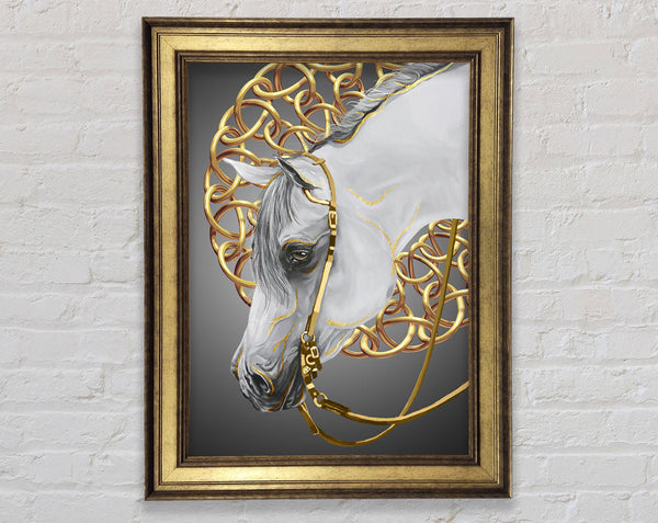 White Horse With Gold Chains Framed Print