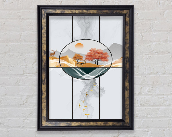 Walnut Shapes  Mountain View Stag Framed Print