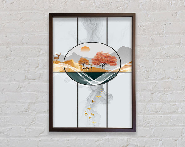 Walnut Shapes  Mountain View Stag Framed Print