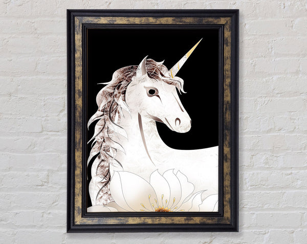 Walnut Unicorn With Walnut Framed Print