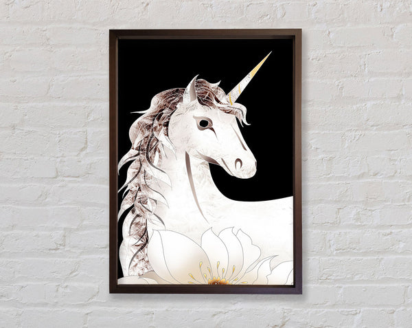 Walnut Unicorn With Walnut Framed Print