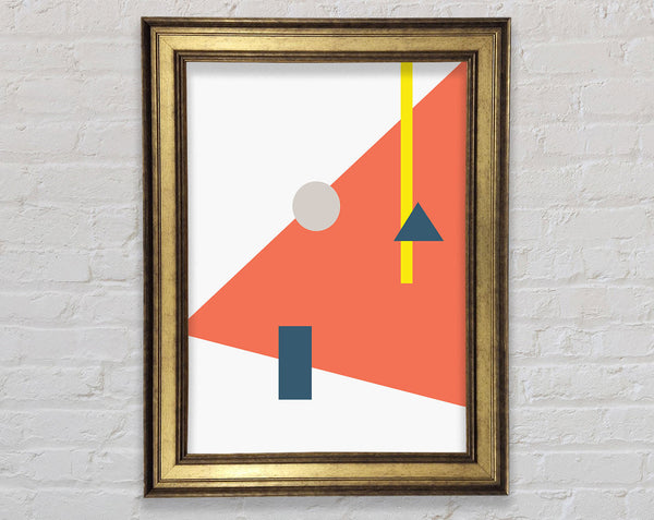 White With Orange Shape Framed Print
