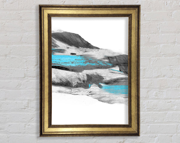 White  Grey Abstract Pattern Framed Print
