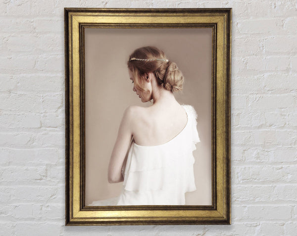 Woman In White Framed Print