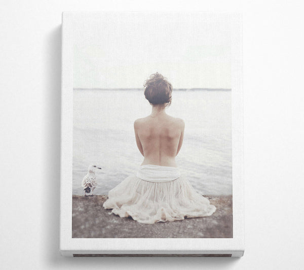  A Canvas Print of Woman Looking Out To Sea Canvas Art