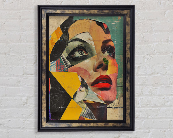 Woman Looking Up Collage Framed Print