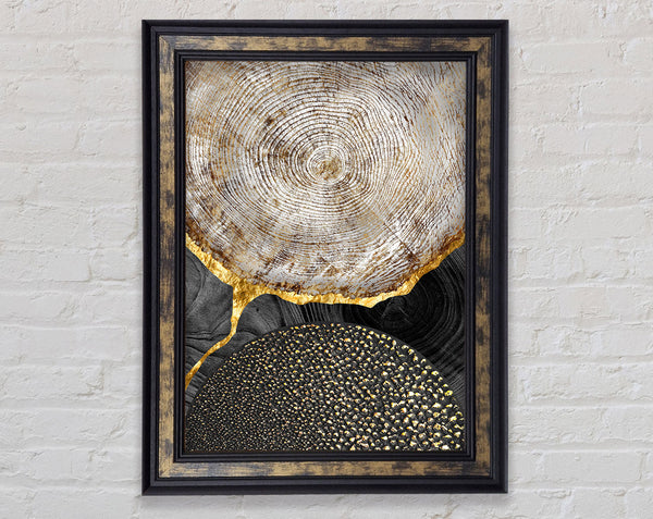 Wood Effect With Gold And Walnut Framed Print