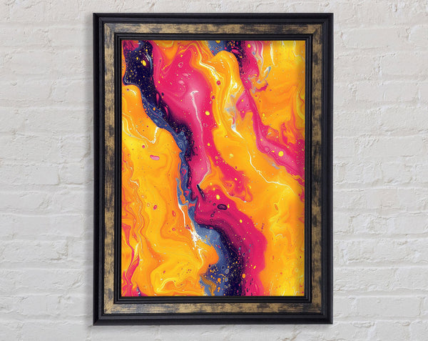 Yellow And Pink Flow Framed Print