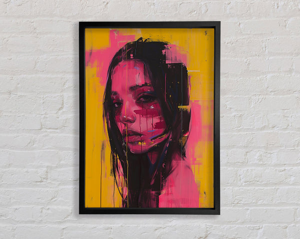 Yellow And Pink Lady Framed Print