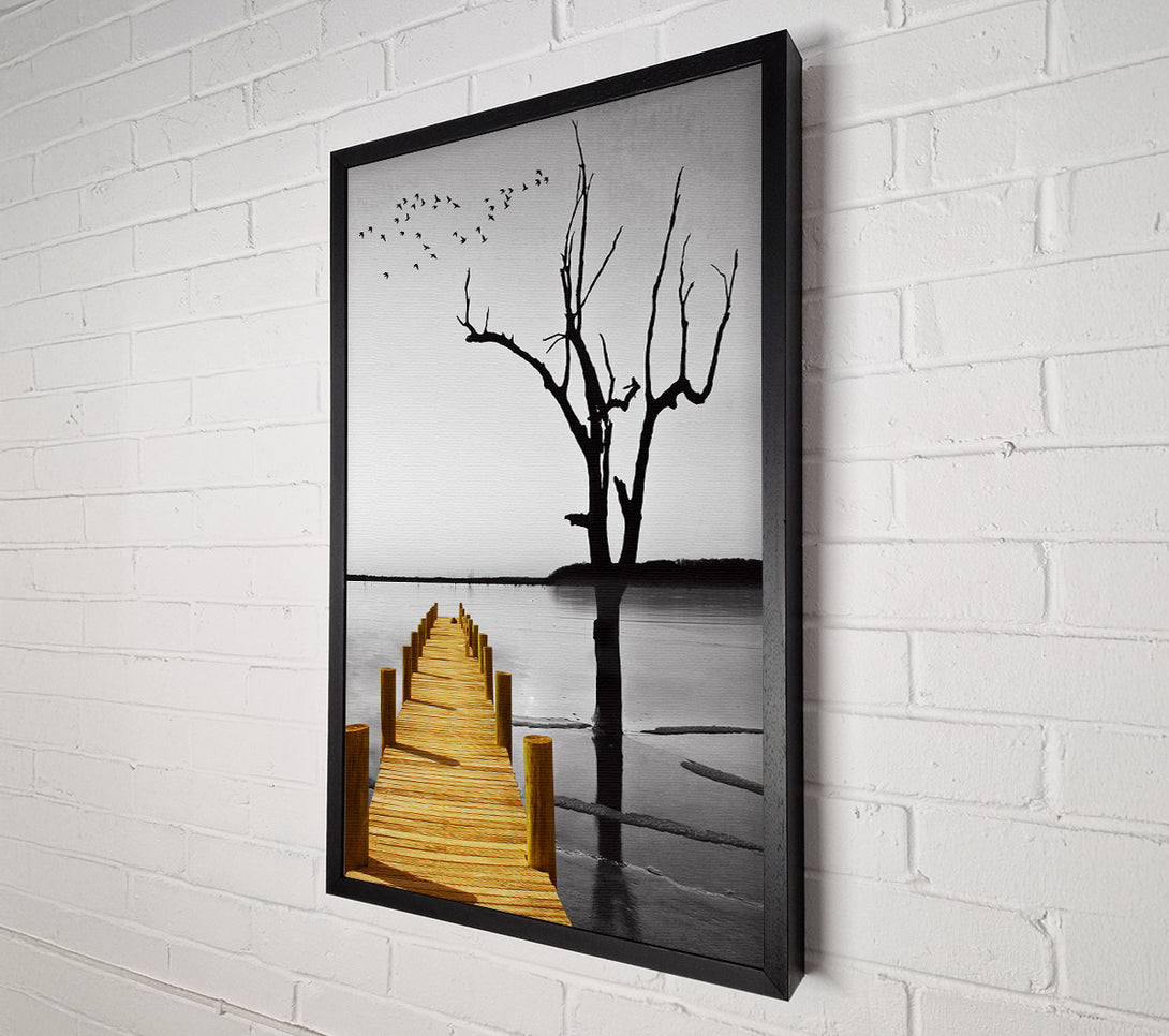  A Canvas Print of Yellow Boardwalk On Lake Canvas Wall Art