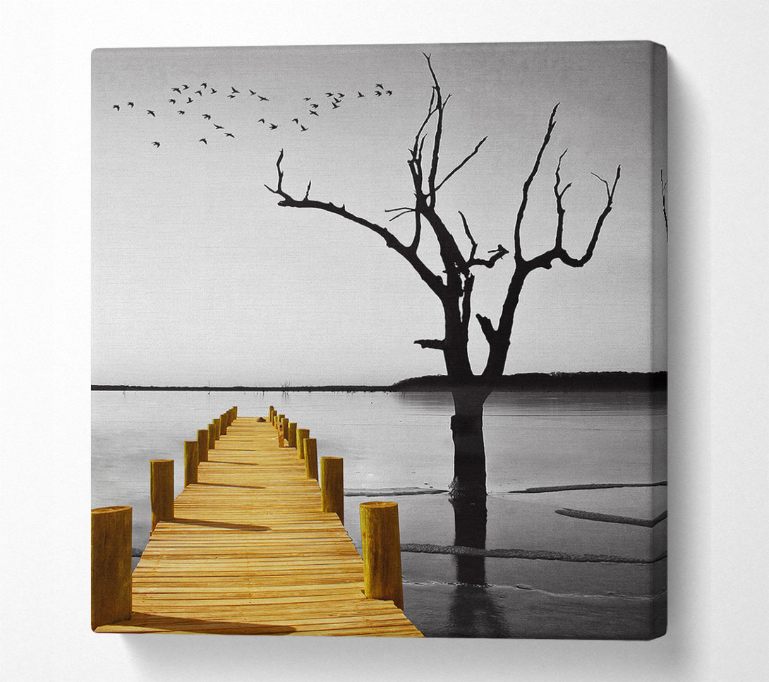  A Canvas Print of Yellow Boardwalk On Lake Canvas Wall Art