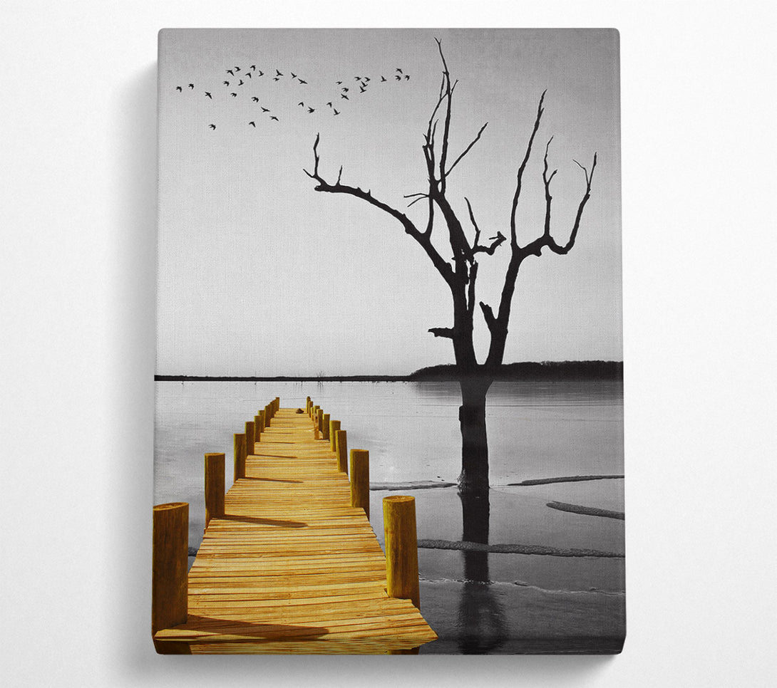  A Canvas Print of Yellow Boardwalk On Lake Canvas Wall Art
