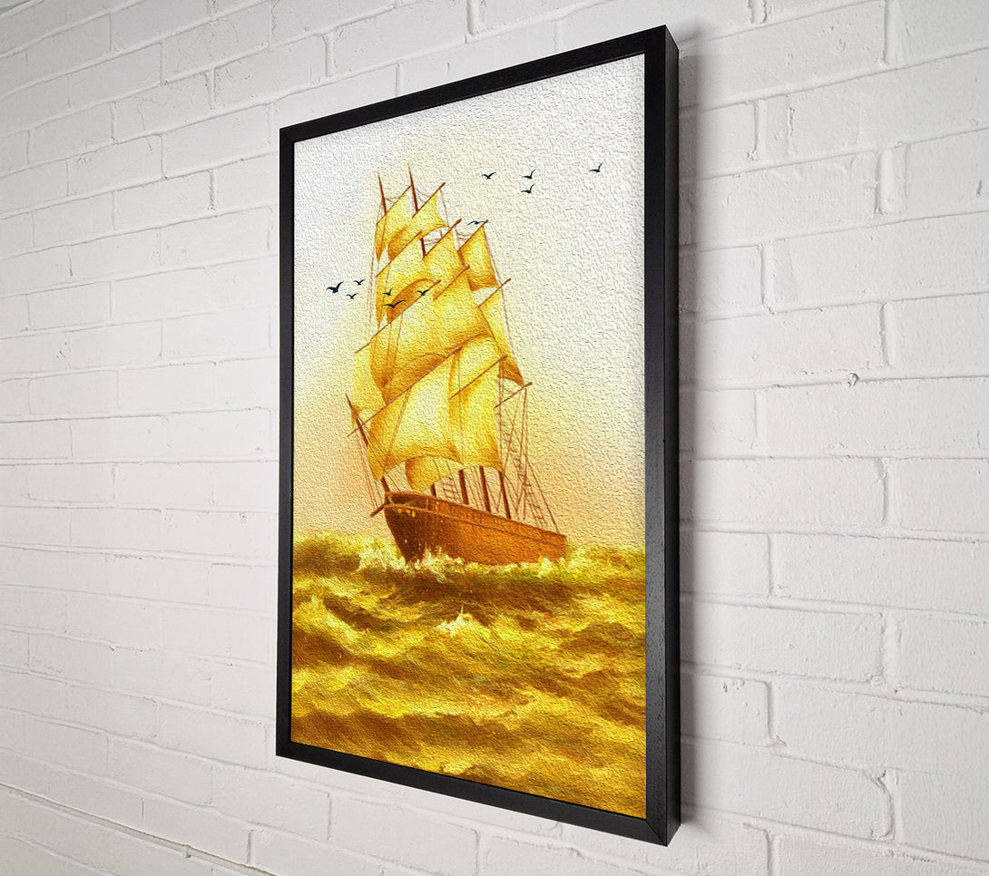  A Canvas Print of Yellow Boat On A Yellow Sea Canvas Art