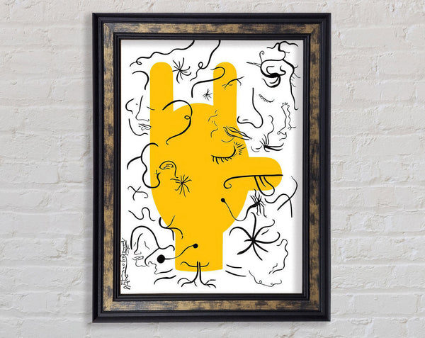 Yellow Hand Lines Framed Print