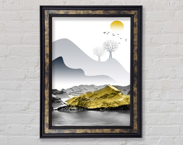 Yellow Mountain Lake Framed Print