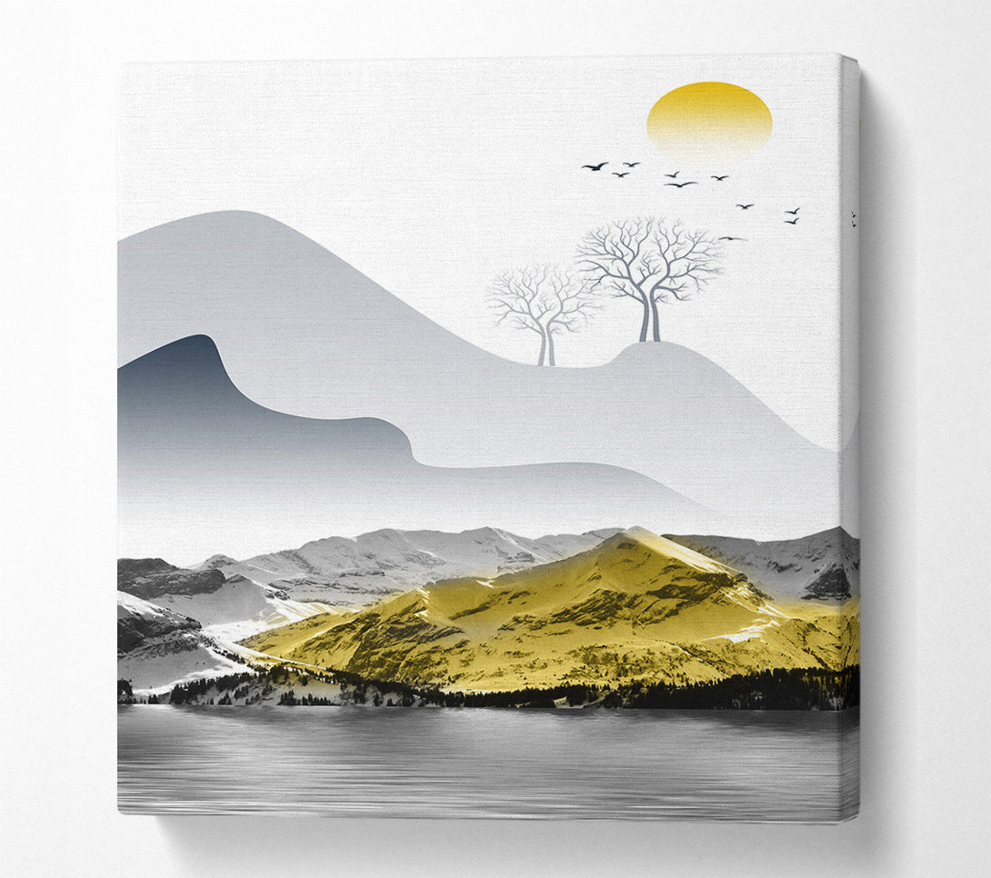  A Canvas Print of Yellow Mountain Lake Canvas Print