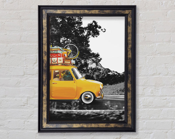 Yellow Retro Car Holiday Framed Print