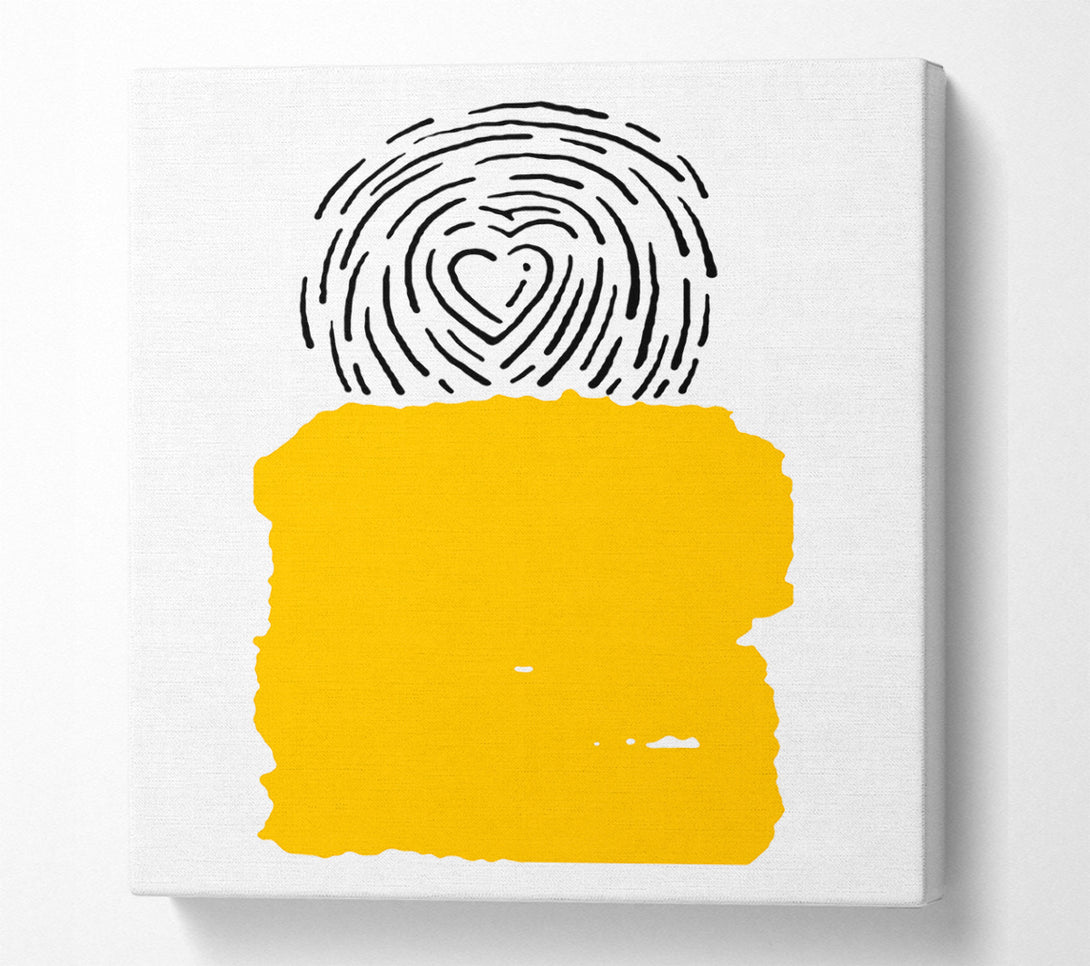  A Canvas Print of Yellow Shape With Heart Pattern Canvas Wall Art