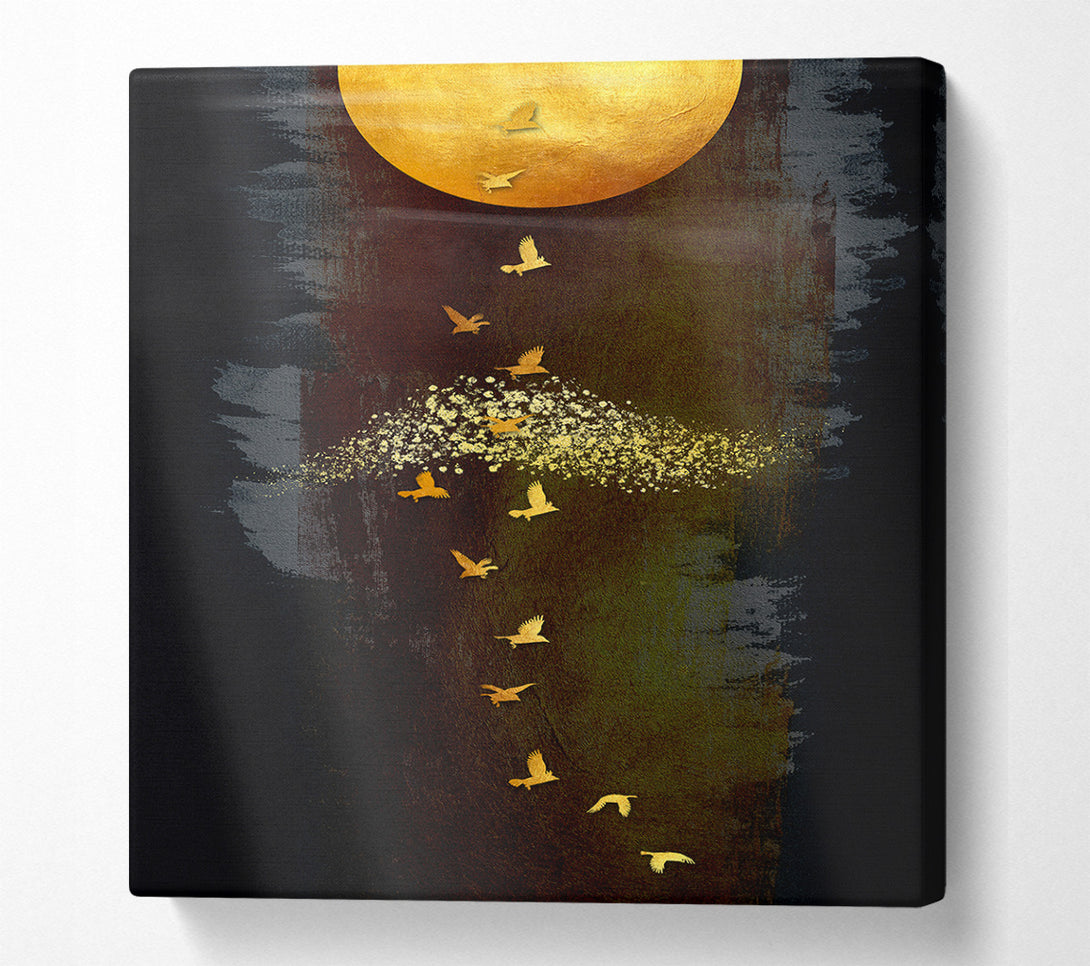  A Canvas Print of Yellow Sun Bird Flight Canvas Art