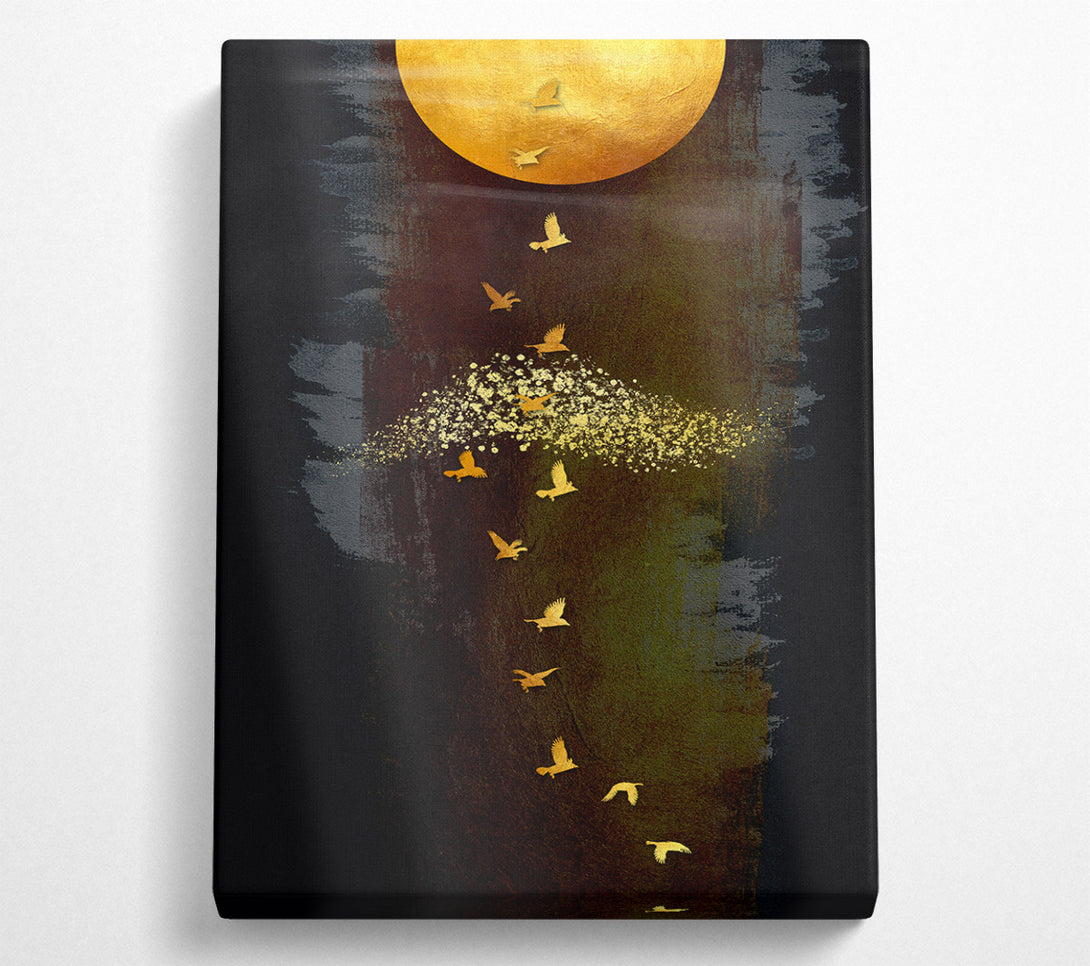  A Canvas Print of Yellow Sun Bird Flight Canvas Art