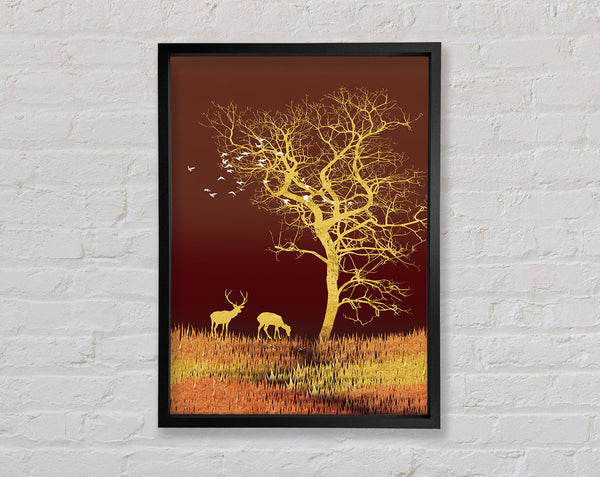 Yellow Tree Burgandy Framed Print