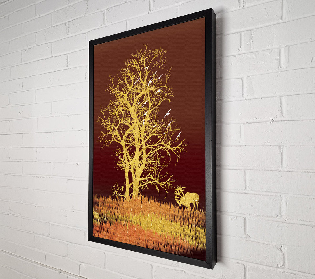  A Canvas Print of Yellow Tree Moose Canvas Print