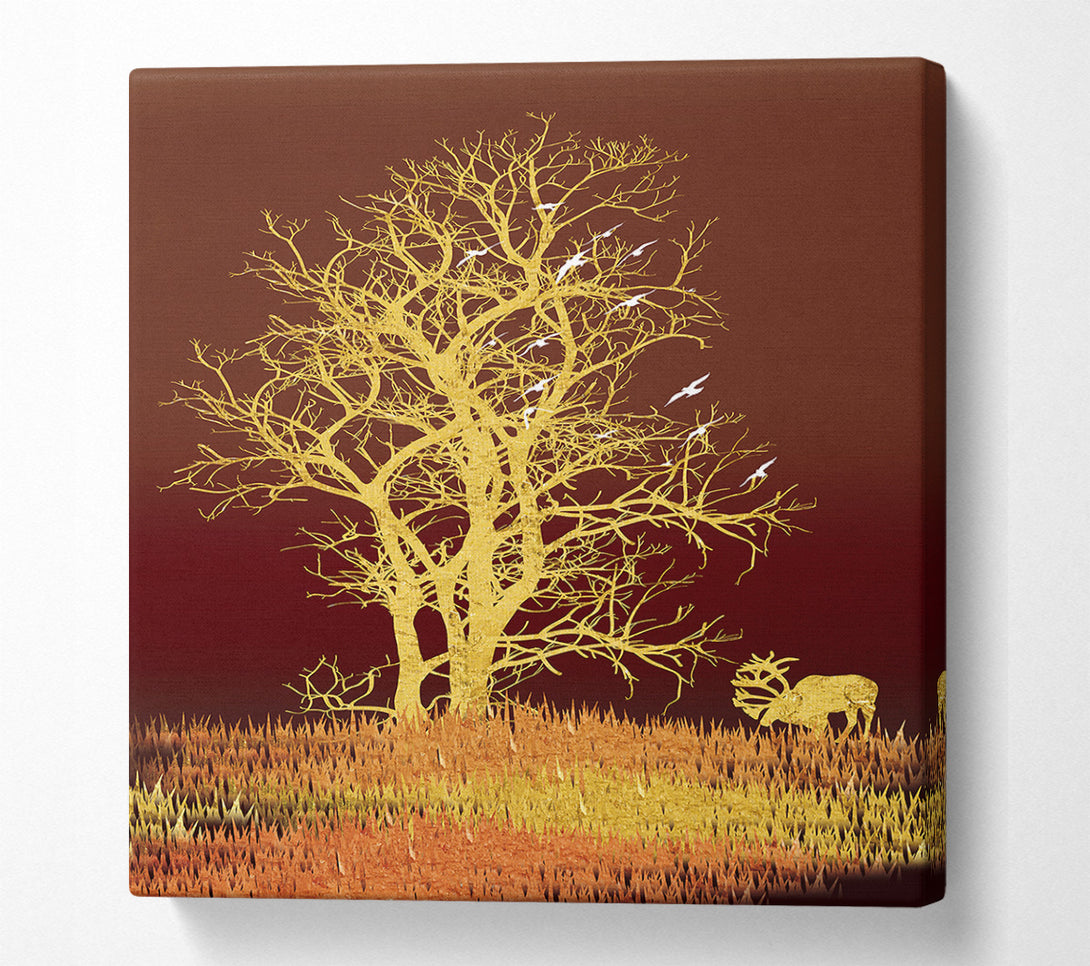  A Canvas Print of Yellow Tree Moose Canvas Print