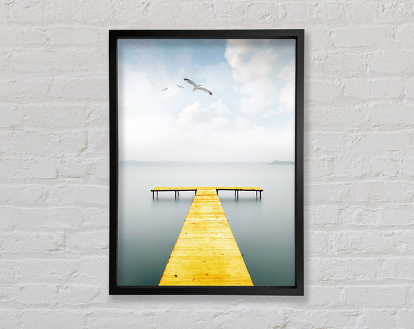 Yellow Walk Way Over A Lake Framed Print