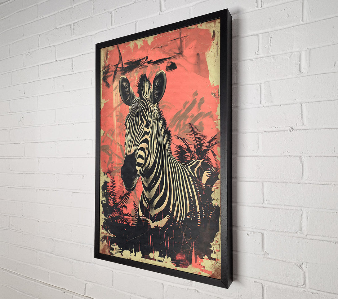 A Canvas Print of Zebra Collage Red Canvas Wall Art