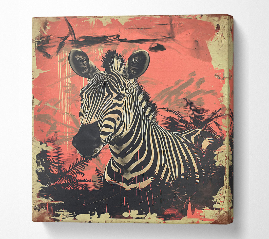  A Canvas Print of Zebra Collage Red Canvas Wall Art