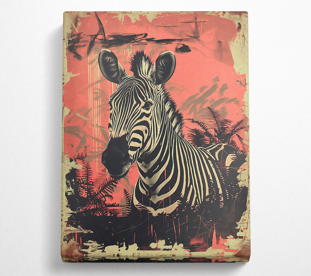  A Canvas Print of Zebra Collage Red Canvas Wall Art