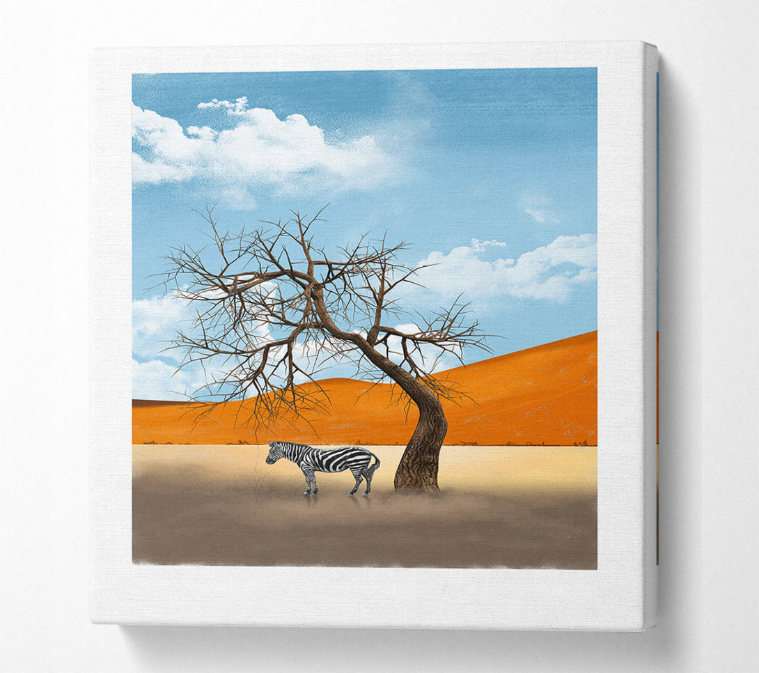  A Canvas Print of Zebra Under Tree  Orange Mountain Canvas Art