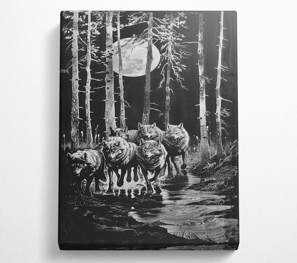  A Canvas Print of Wolves In The Moonlight Canvas Wall Art