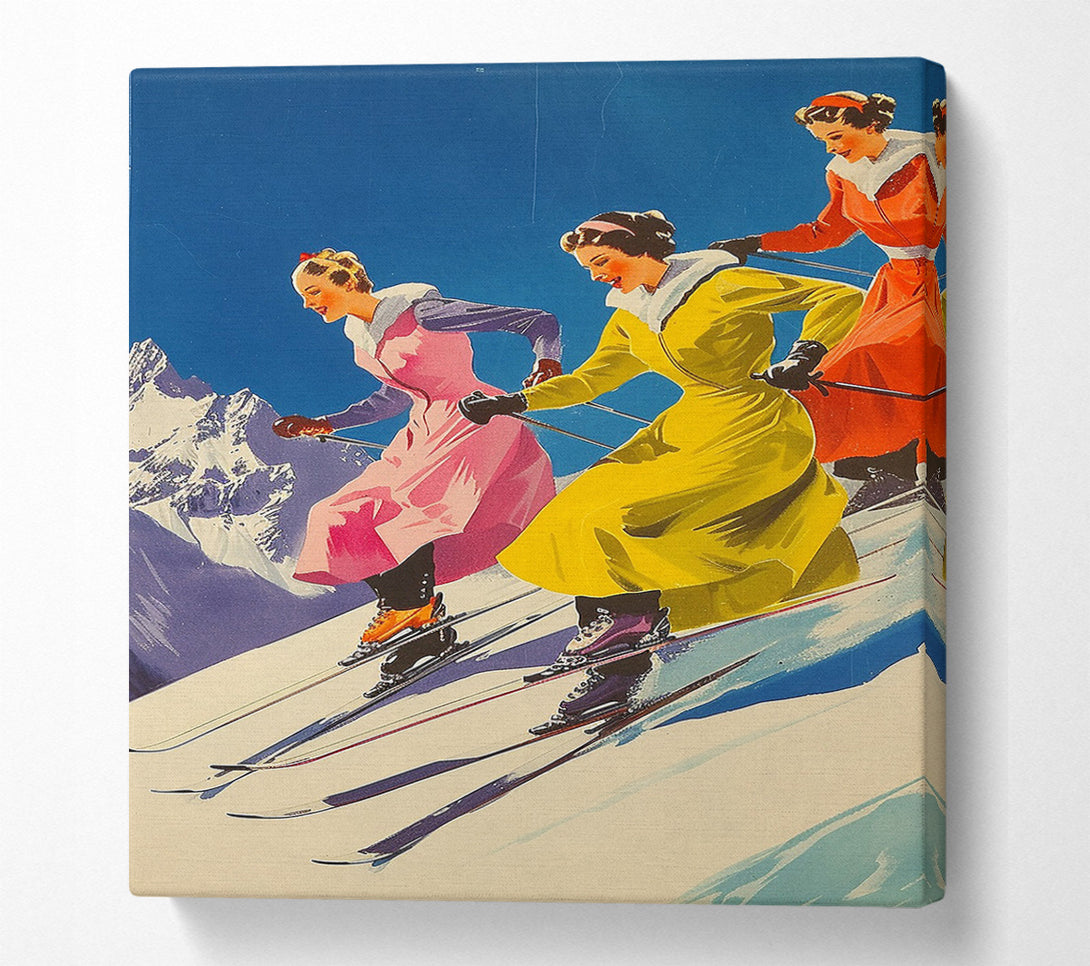  A Canvas Print of Vintage Ski Trip Canvas Print