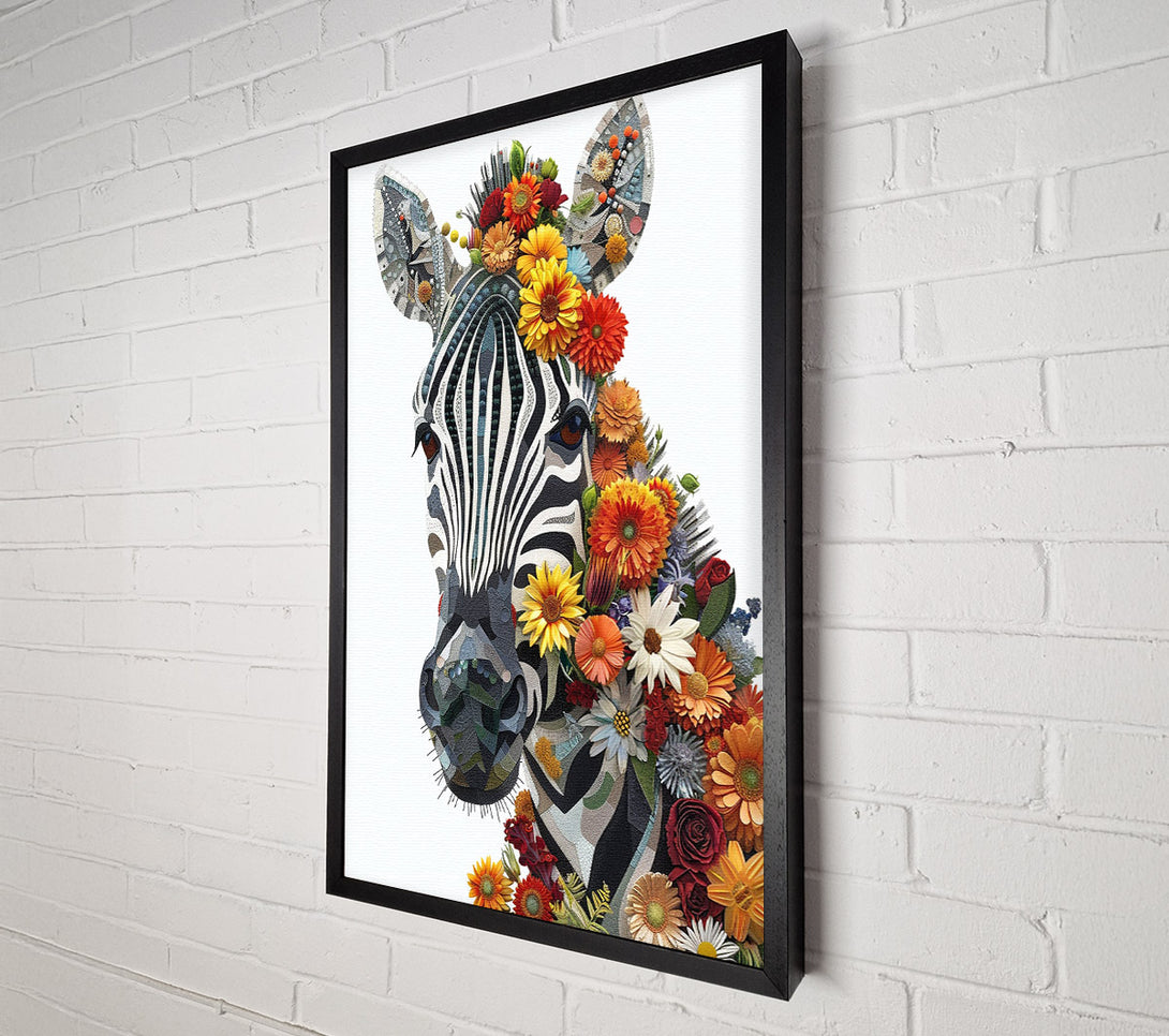  A Canvas Print of Floral Zebra Canvas Wall Art