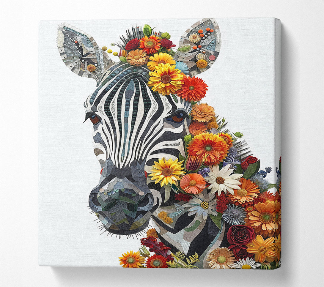  A Canvas Print of Floral Zebra Canvas Wall Art
