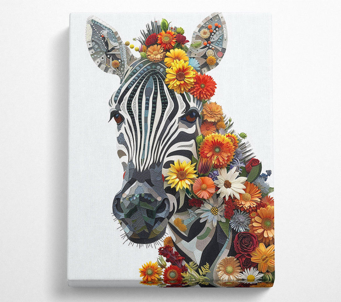  A Canvas Print of Floral Zebra Canvas Wall Art