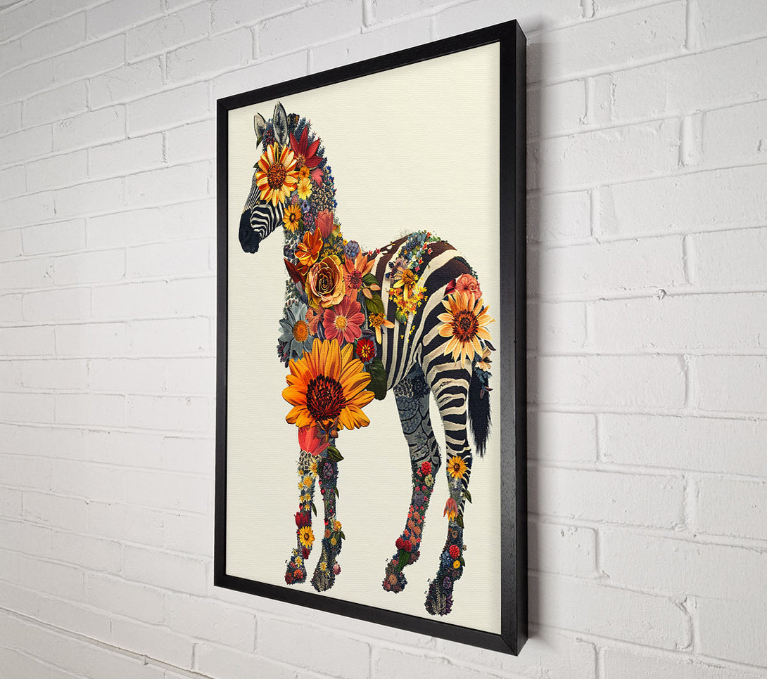  A Canvas Print of A Colorful Floral Zebra Canvas Print