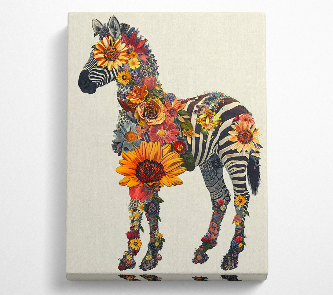  A Canvas Print of A Colorful Floral Zebra Canvas Print