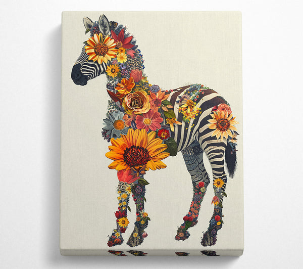  A Canvas Print of A Colorful Floral Zebra Canvas Print