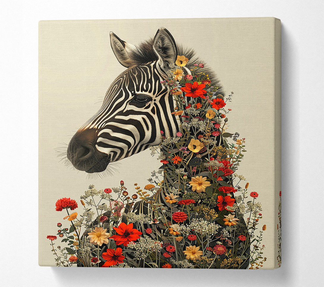  A Canvas Print of How About Floral Zebra ? Canvas Wall Art