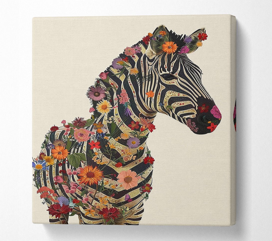  A Canvas Print of Floral Zebra Canvas Print