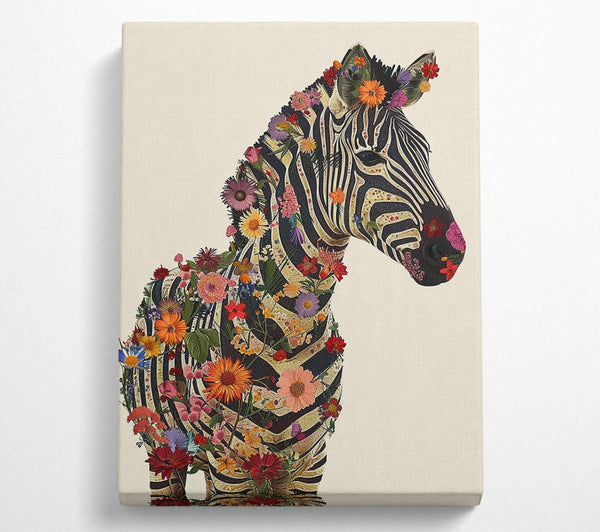  A Canvas Print of Floral Zebra Canvas Print