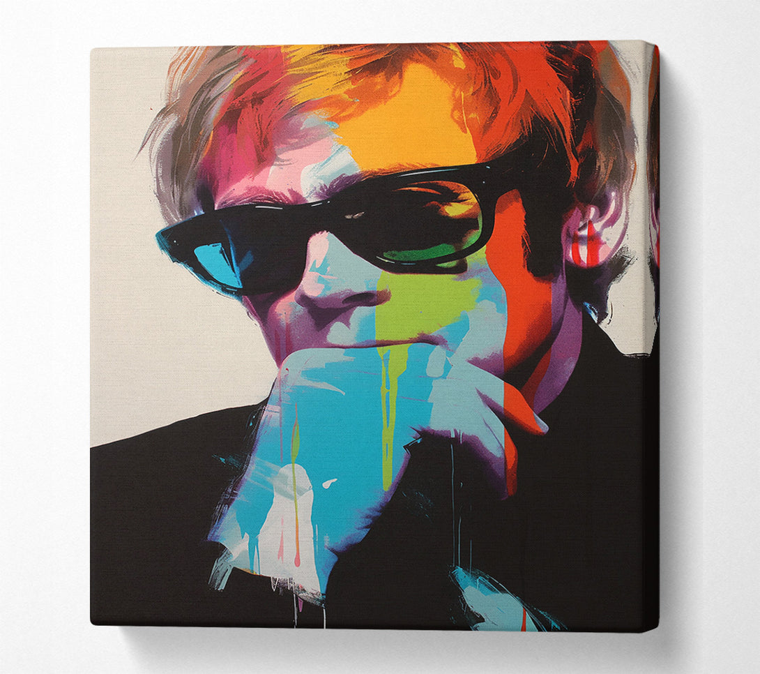  A Canvas Print of Andy Warhol In Blue Canvas Wall Art