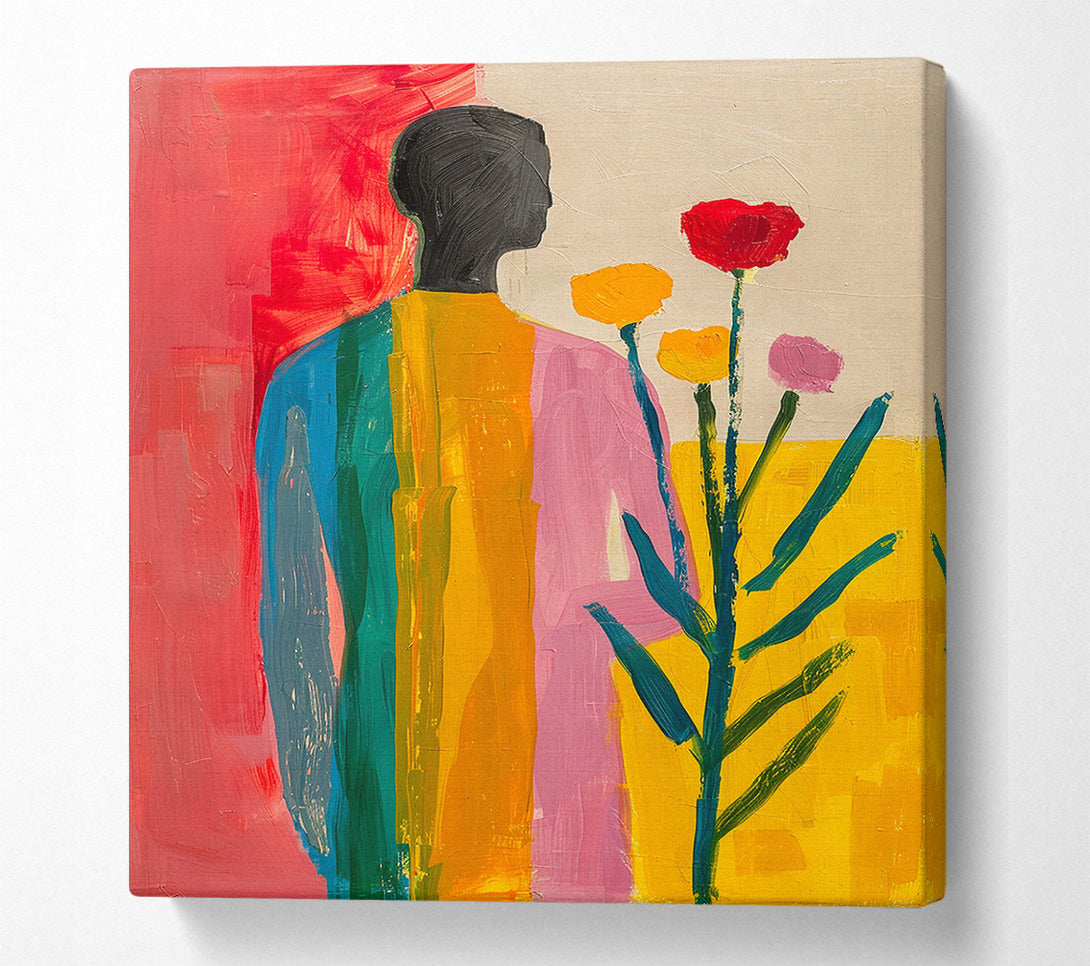  A Canvas Print of The Girl With The Flowers Canvas Print