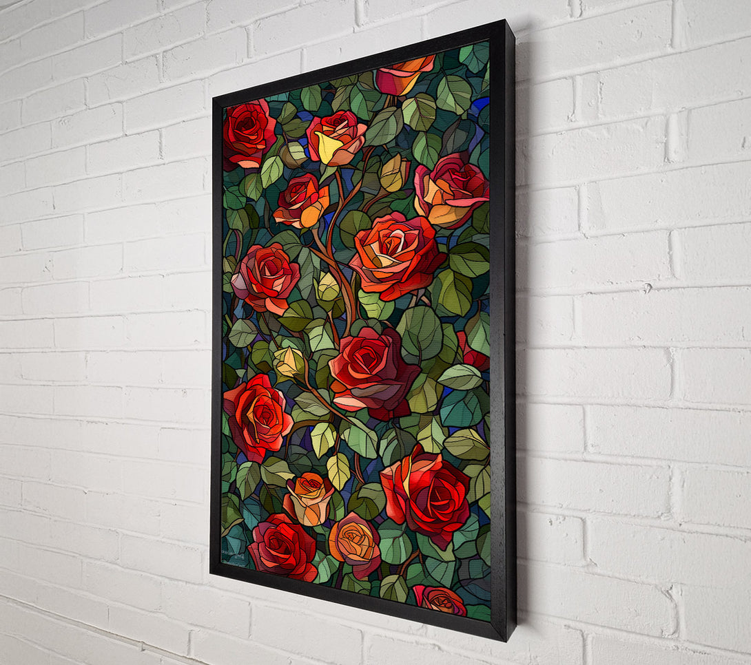  A Canvas Print of Stained Glass Roses Canvas Wall Art