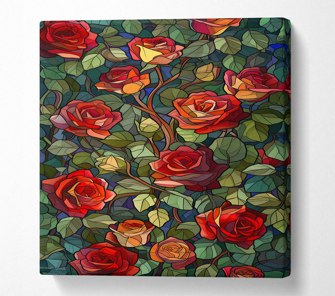  A Canvas Print of Stained Glass Roses Canvas Wall Art