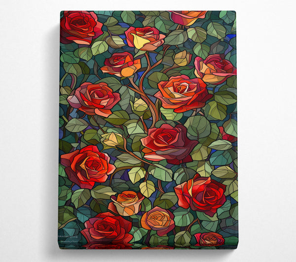  A Canvas Print of Stained Glass Roses Canvas Wall Art