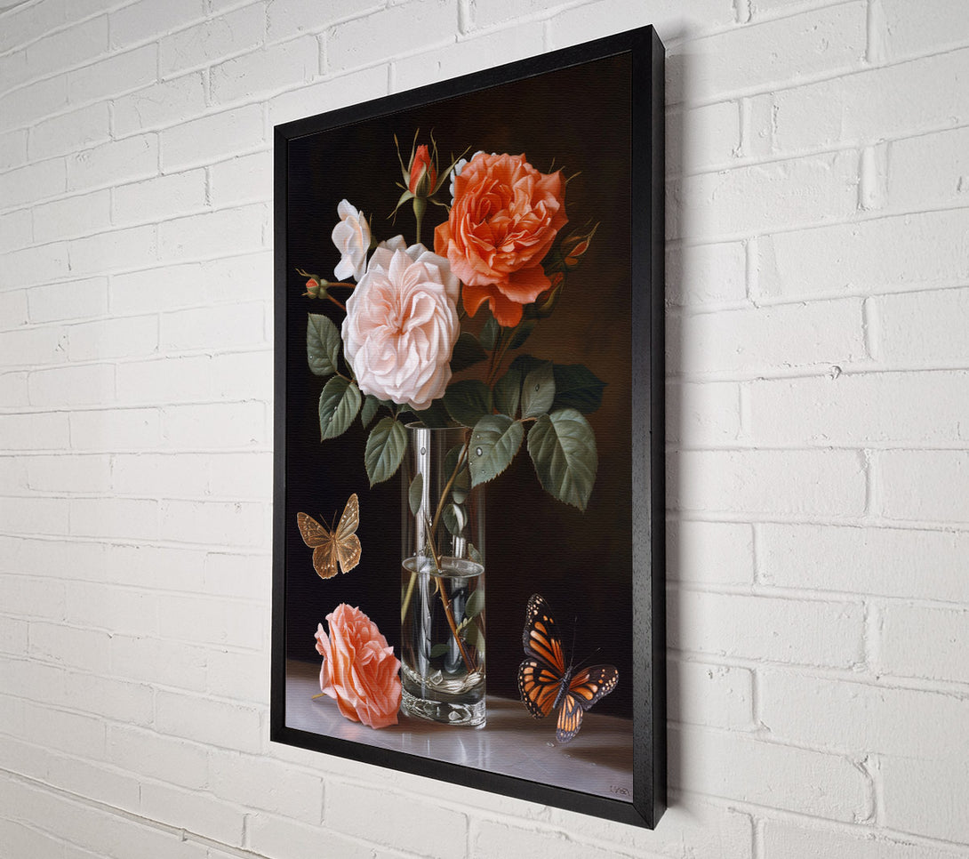  A Canvas Print of Butterflies And Roses Canvas Print