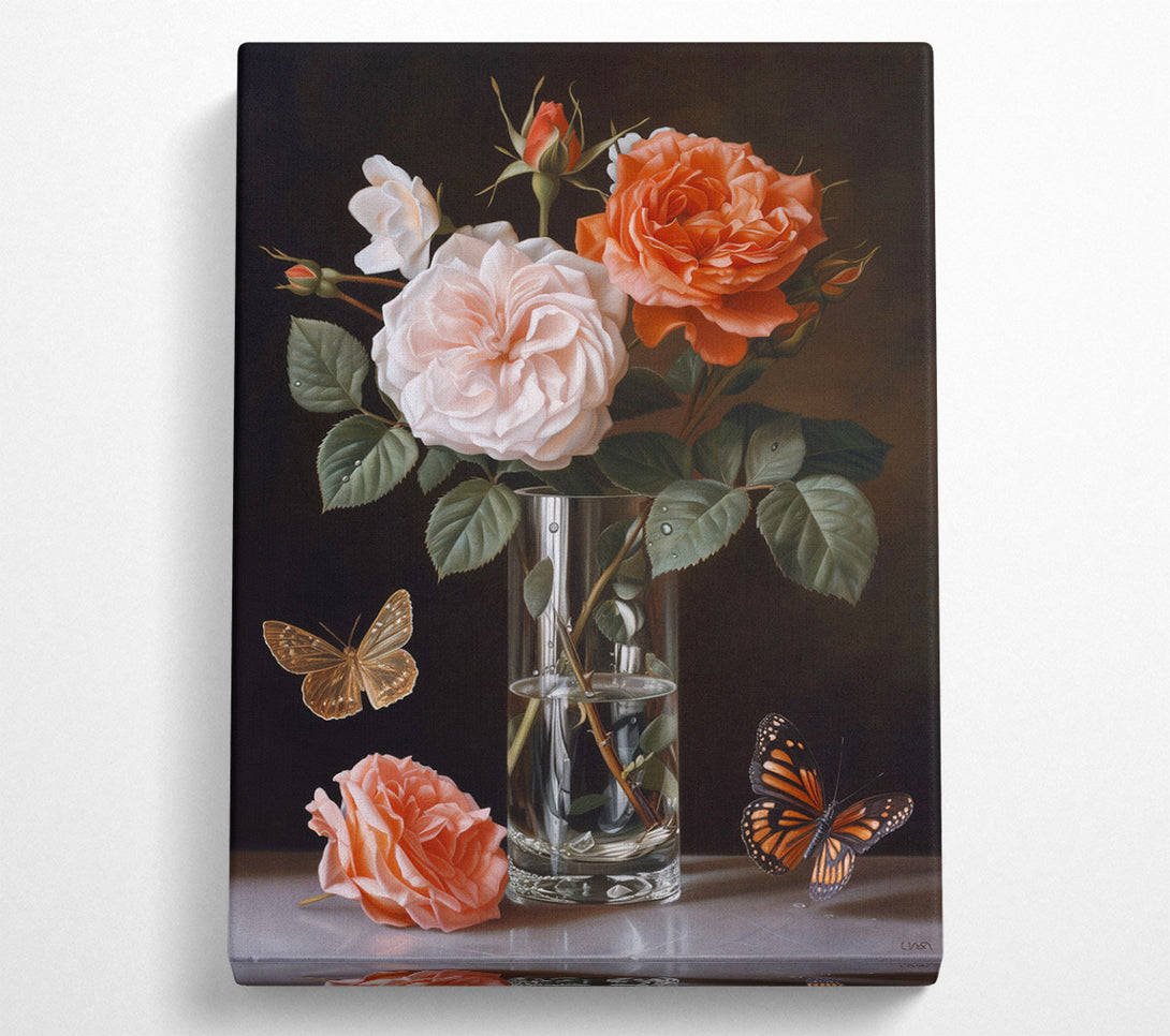  A Canvas Print of Butterflies And Roses Canvas Print